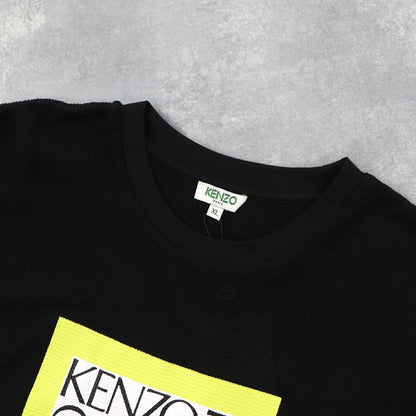 ケンゾー KENZO トップス Tシャツ カットソー メンズ ブラック コットン ロゴ スクエアロゴ プリント メッシュ 半袖 F955TS0434CG 99