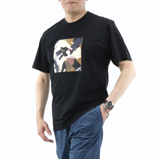 ケンゾー Tシャツ カットソー メンズ ブラック コットン 刺繍 プリント ロゴ クルーネック 半袖 FA65TS0104SJ 99