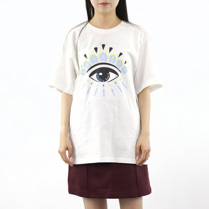 ケンゾー KENZO トップス Tシャツ カットソー レディース ホワイト コットン ロゴ アイ 目 プリント クルーネック 丸首 半袖 F955TS0494YC 01