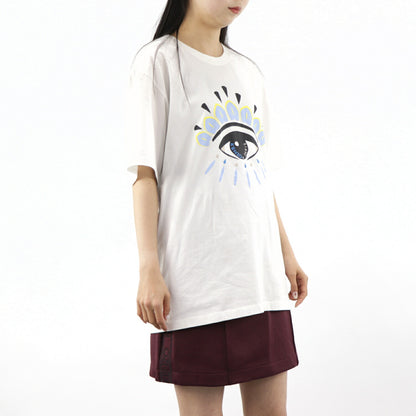 ケンゾー KENZO トップス Tシャツ カットソー レディース ホワイト コットン ロゴ アイ 目 プリント クルーネック 丸首 半袖 F955TS0494YC 01