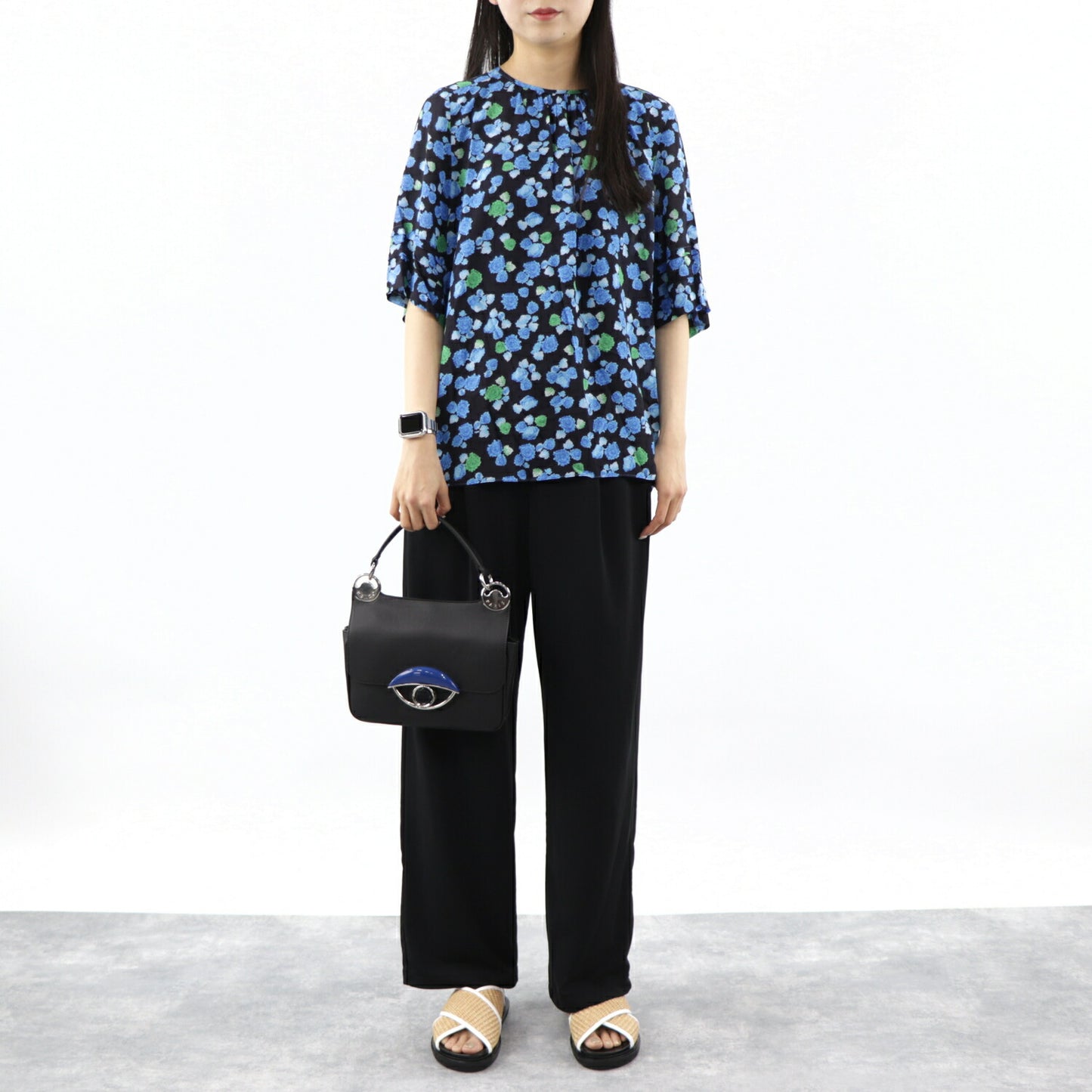 ケンゾー ブラウス F962TO158517 70 ブラック×ブルー