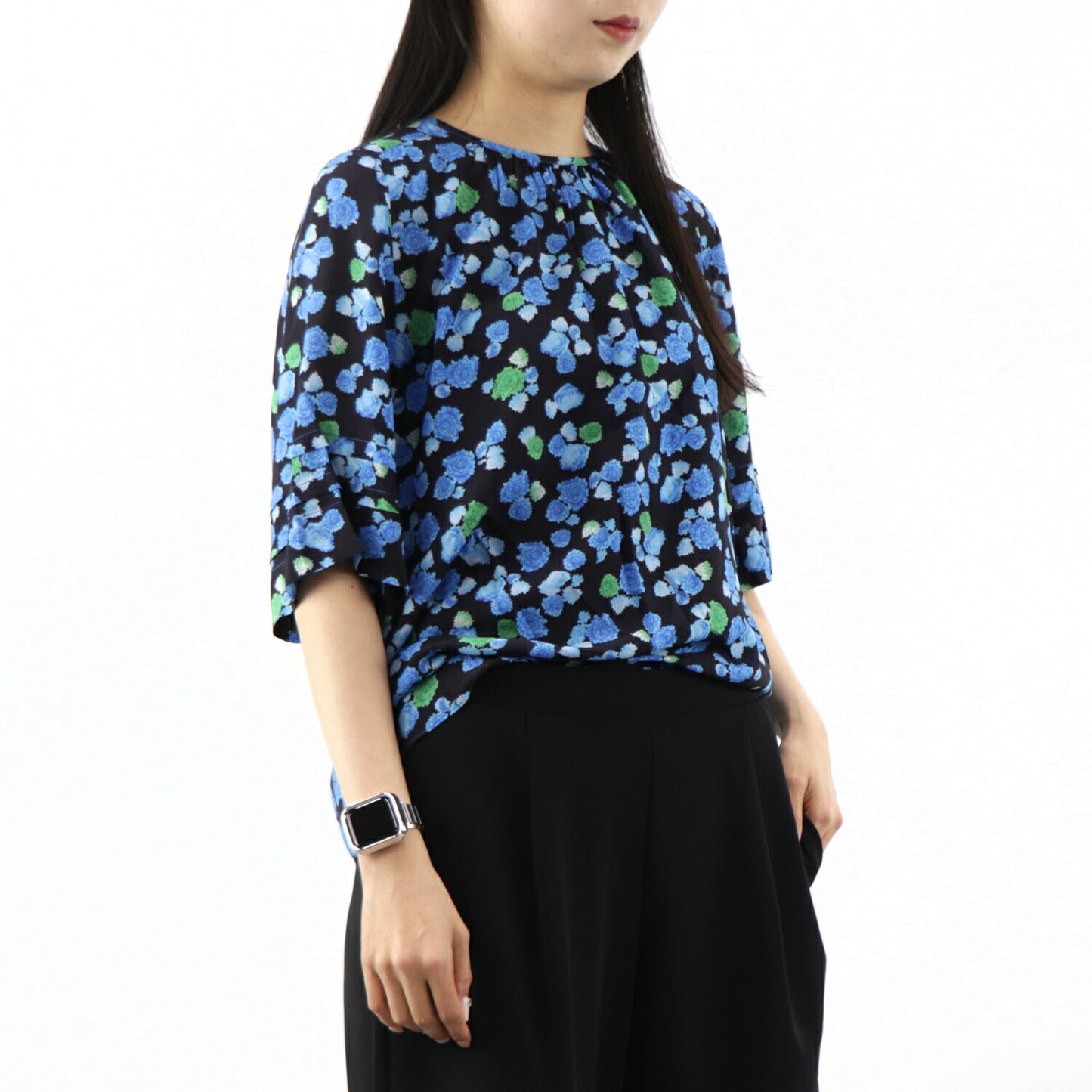 ケンゾー ブラウス F962TO158517 70 ブラック×ブルー