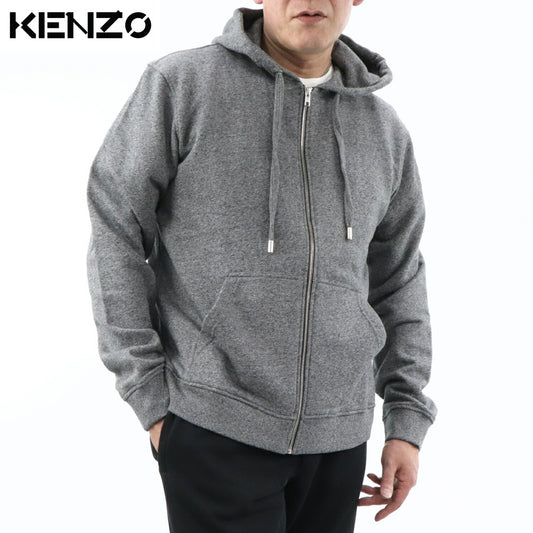 ケンゾー KENZO トップス パーカー メンズ グレー コットン ロゴ プリント ジップアップ フード付き フード F665BL7224MD 98