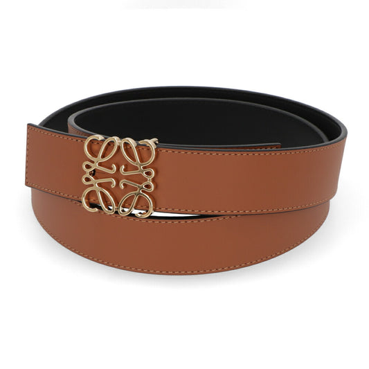 LOEWE ベルト ブラウン×ブラック カーフスキン アナグラム E619Z20X03