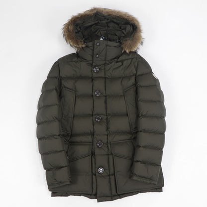モンクレール MONCLER 41380 25 68352 835 CLUNY  ダウンジャケット ダウンコート ミディアム丈 フード取り外し可 ファー付 アウター カーキ メンズ