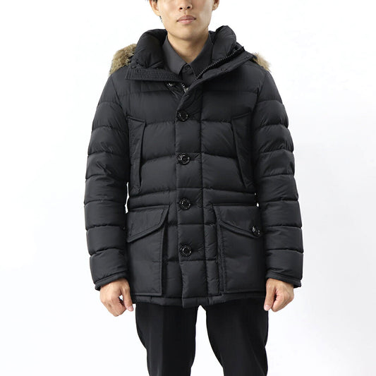 モンクレール MONCLER 41380 25 68352 999 CLUNY ダウンジャケット ダウンコート アウター ブラック フード取り外し可 ファー取り外し可 メンズ