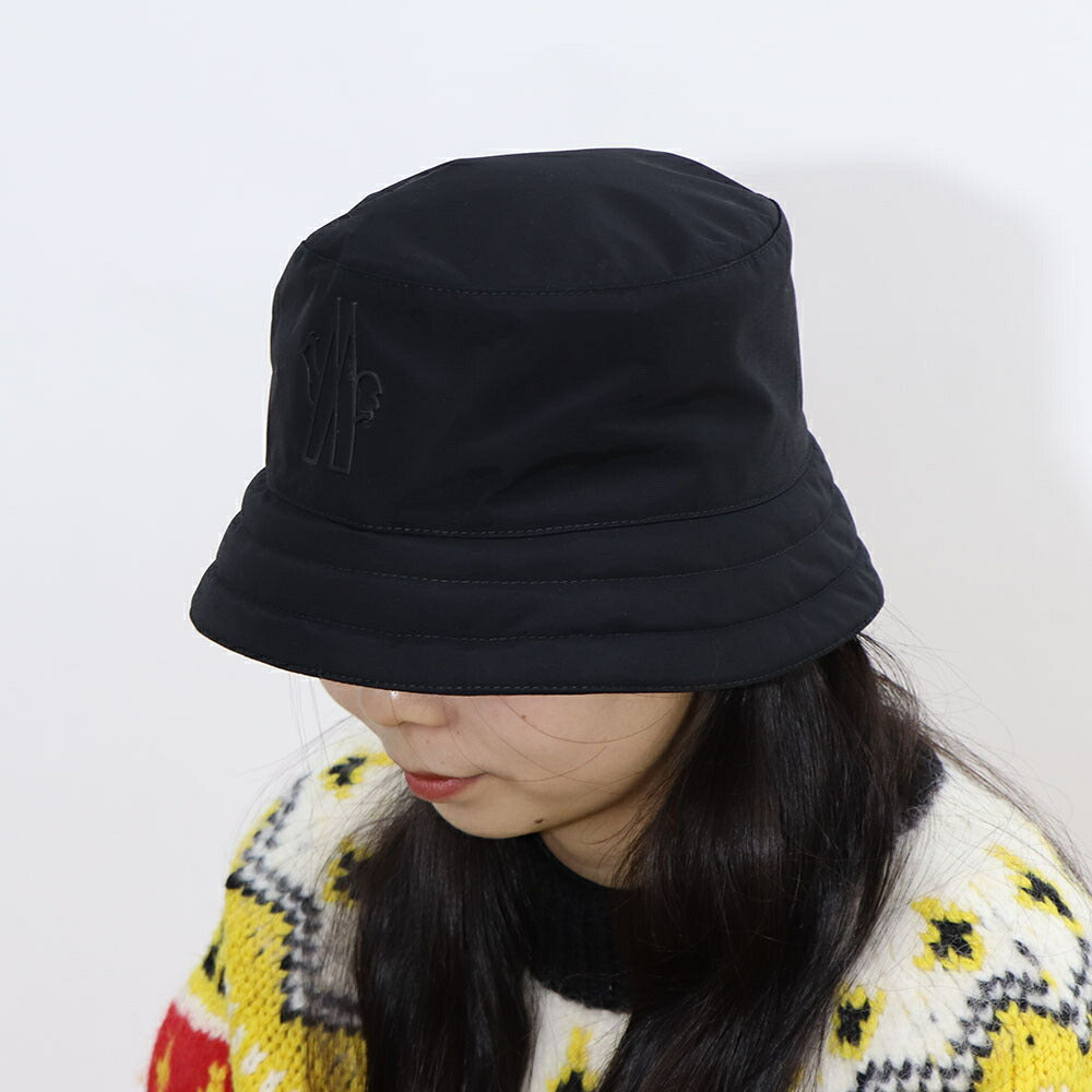 MONCLER 帽子 ハット ブラック バケットハット ロゴ 3B00004 53694