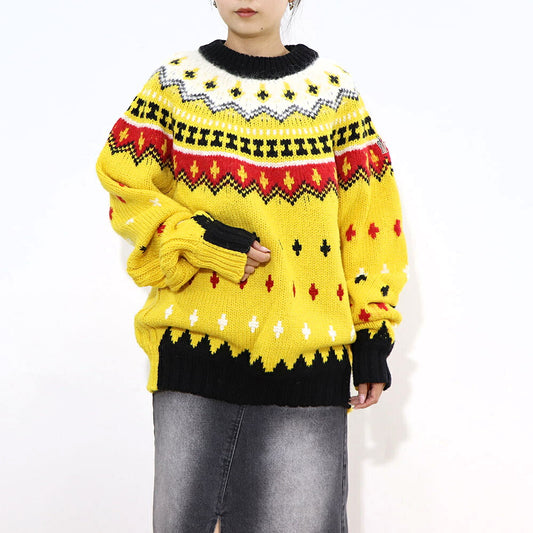 MONCLER トップス ニット イエロー 柄 ウール アルパカ 9C00001 M2865