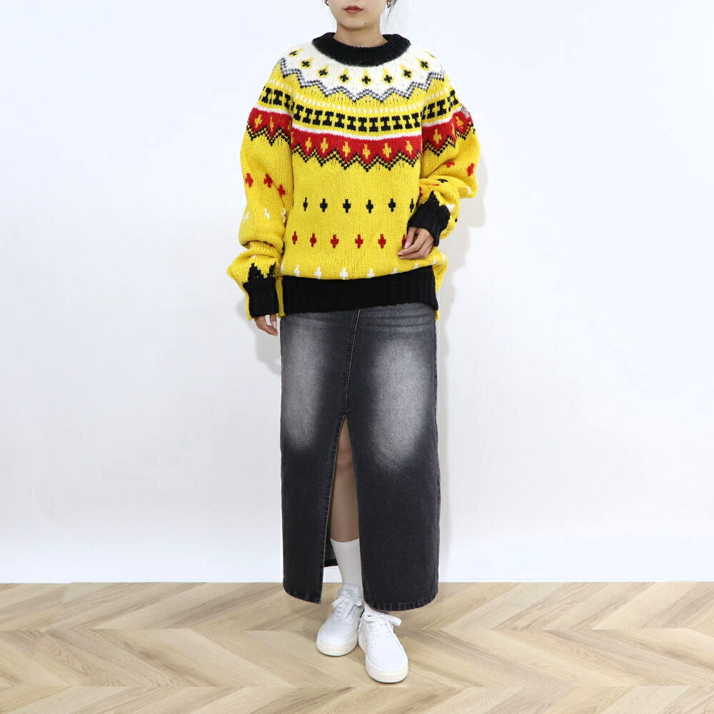 MONCLER トップス ニット イエロー 柄 ウール アルパカ 9C00001 M2865