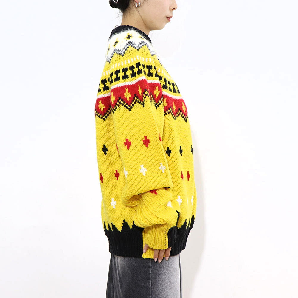 MONCLER トップス ニット イエロー 柄 ウール アルパカ 9C00001 M2865