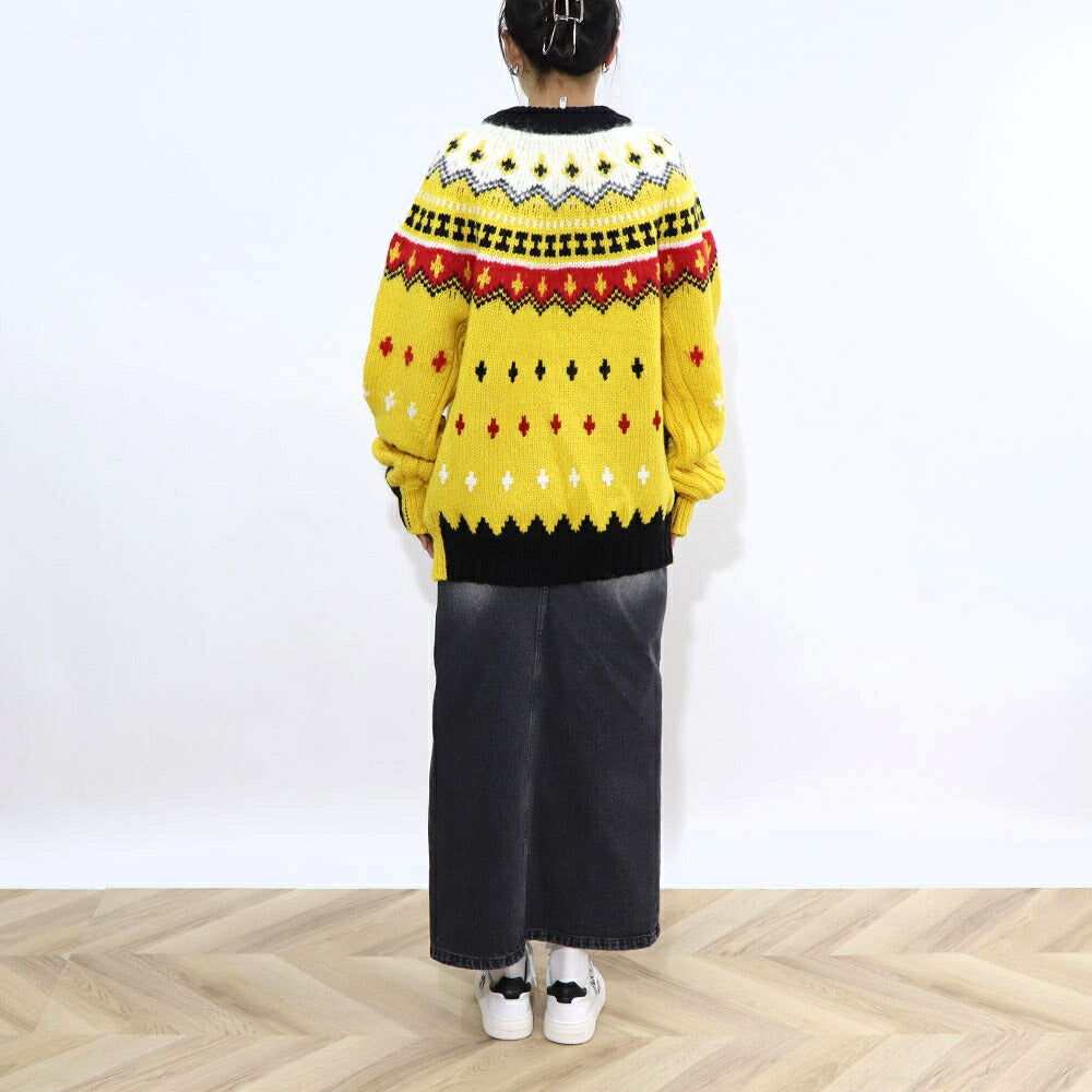 MONCLER トップス ニット イエロー 柄 ウール アルパカ 9C00001 M2865