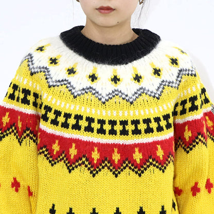 MONCLER トップス ニット イエロー 柄 ウール アルパカ 9C00001 M2865