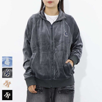 MLB Korea パーカー ブルー グレー ブラック アイボリー ベロア ドジャース ヤンキース 3ATRB0824