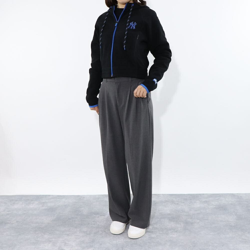 MLB Korea パーカー ピンク ブラック ホワイト フリース ショート丈 ヤンキース ドジャース デトロイト・タイガース 3FTRA0326MLB