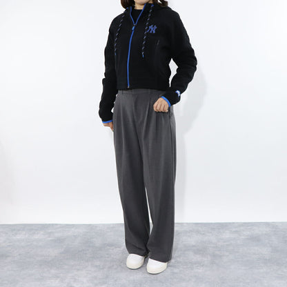 MLB Korea パーカー ピンク ブラック ホワイト フリース ショート丈 ヤンキース ドジャース デトロイト・タイガース 3FTRA0326MLB