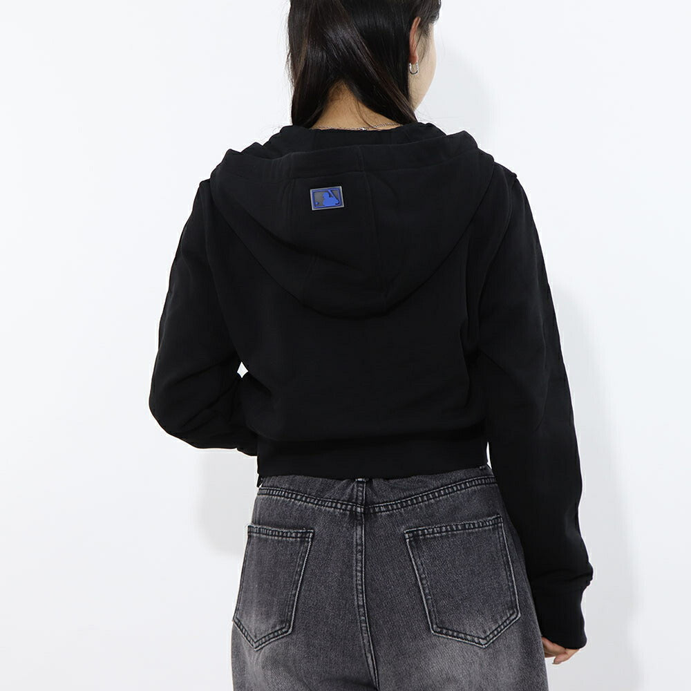 MLB Korea パーカー ブラックヤンキース ショート丈 ジップアップ 3FTRA0424