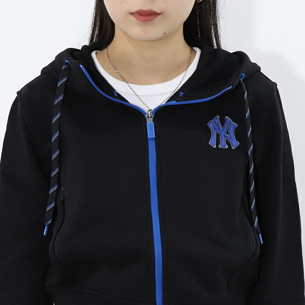 MLB Korea パーカー ブラックヤンキース ショート丈 ジップアップ 3FTRA0424