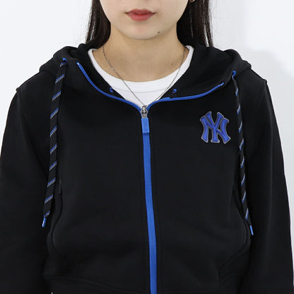 MLB Korea パーカー ブラックヤンキース ショート丈 ジップアップ 3FTRA0424