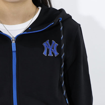 MLB Korea パーカー ブラックヤンキース ショート丈 ジップアップ 3FTRA0424
