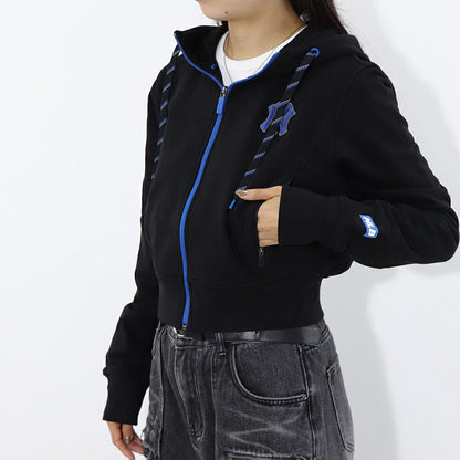 MLB Korea パーカー ブラックヤンキース ショート丈 ジップアップ 3FTRA0424