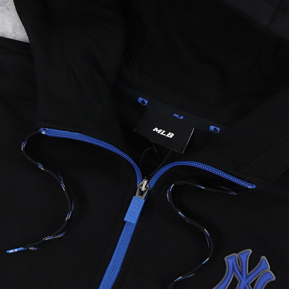 MLB Korea パーカー ブラックヤンキース ショート丈 ジップアップ 3FTRA0424