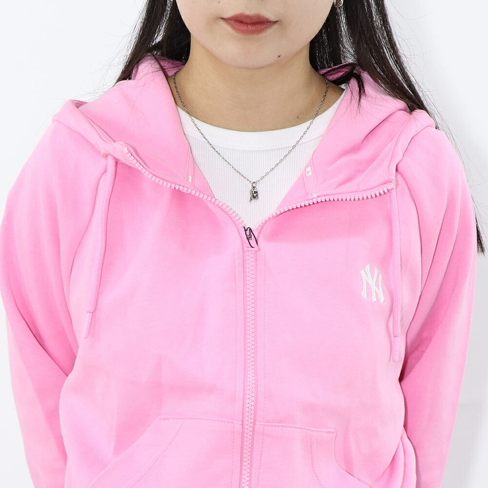 MLB Korea パーカー ピンク ヤンキース ショート丈 ジップアップ 3FTRB0221