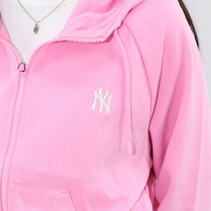 MLB Korea パーカー ピンク ヤンキース ショート丈 ジップアップ 3FTRB0221