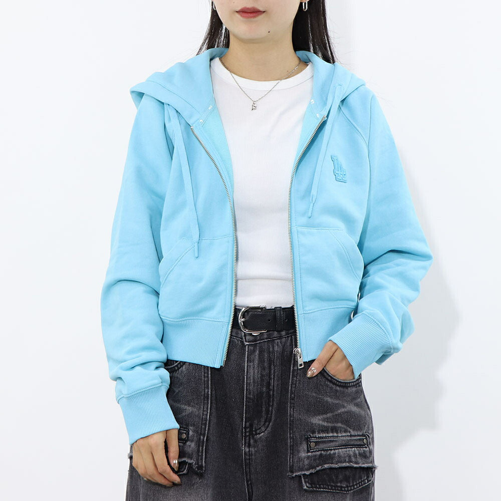 MLB Korea パーカー ブラック ブルー オレンジ ドジャース タイガース ショート丈 ジップアップ 3FTRB0324