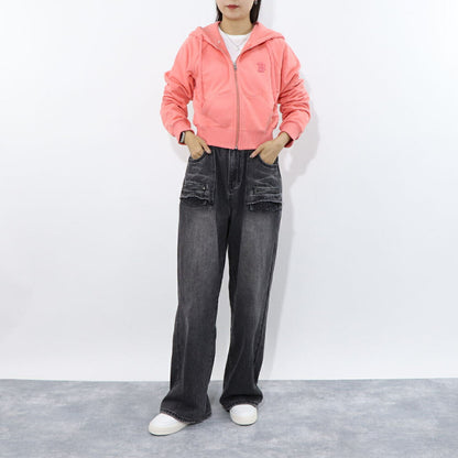 MLB Korea パーカー ブラック ブルー オレンジ ドジャース タイガース ショート丈 ジップアップ 3FTRB0324