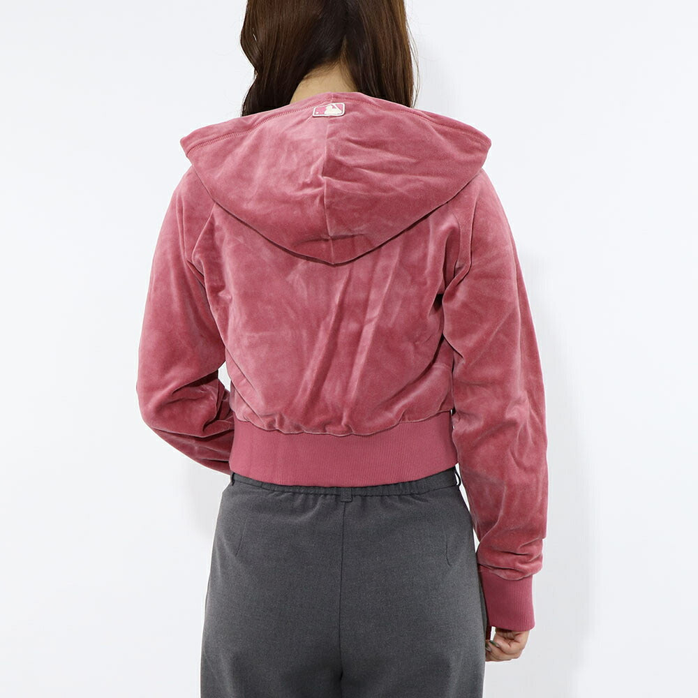 MLB Korea パーカー ピンク ドジャース ベロア ショート丈 3FTRB0624MLB