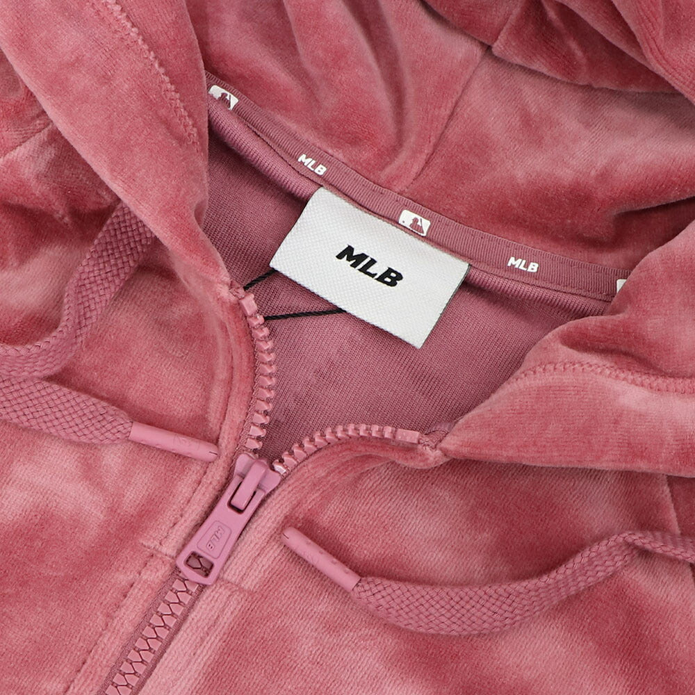 MLB Korea パーカー ピンク ドジャース ベロア ショート丈 3FTRB0624MLB