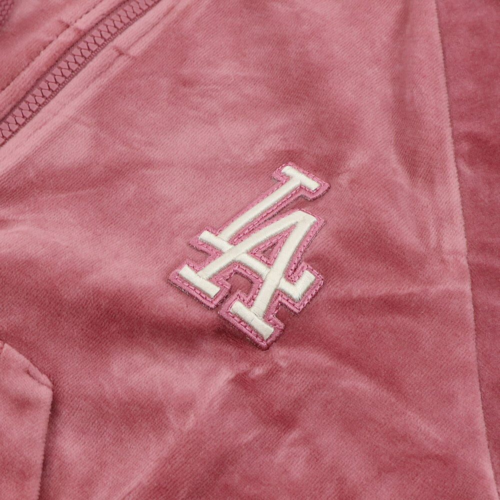 MLB Korea パーカー ピンク ドジャース ベロア ショート丈 3FTRB0624MLB