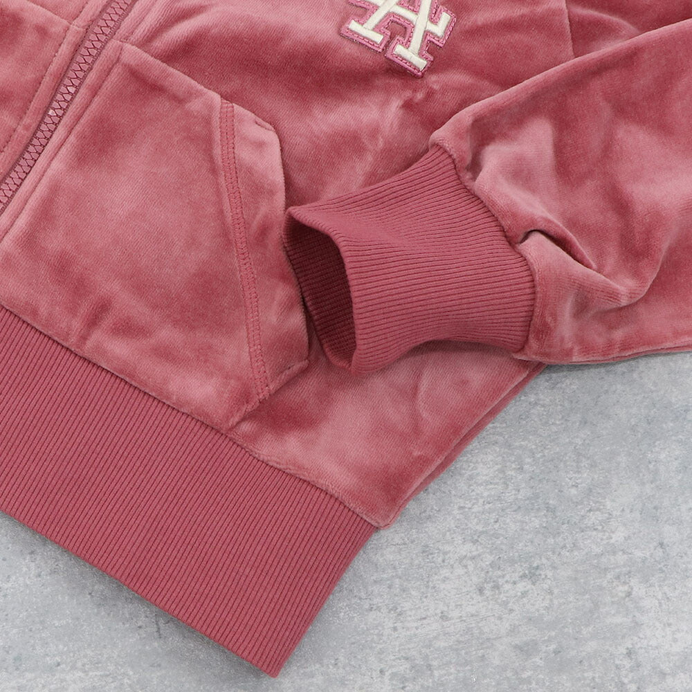 MLB Korea パーカー ピンク ドジャース ベロア ショート丈 3FTRB0624MLB