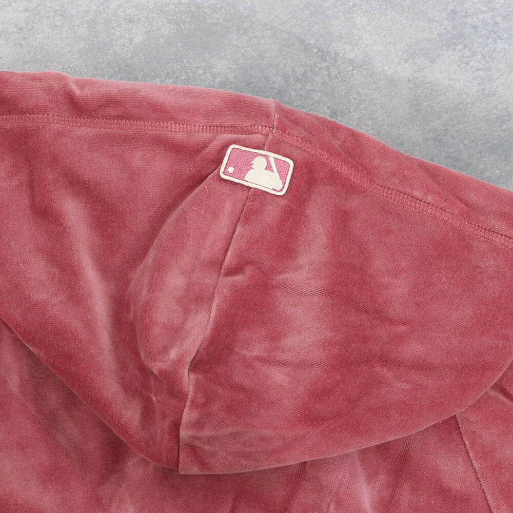 MLB Korea パーカー ピンク ドジャース ベロア ショート丈 3FTRB0624MLB