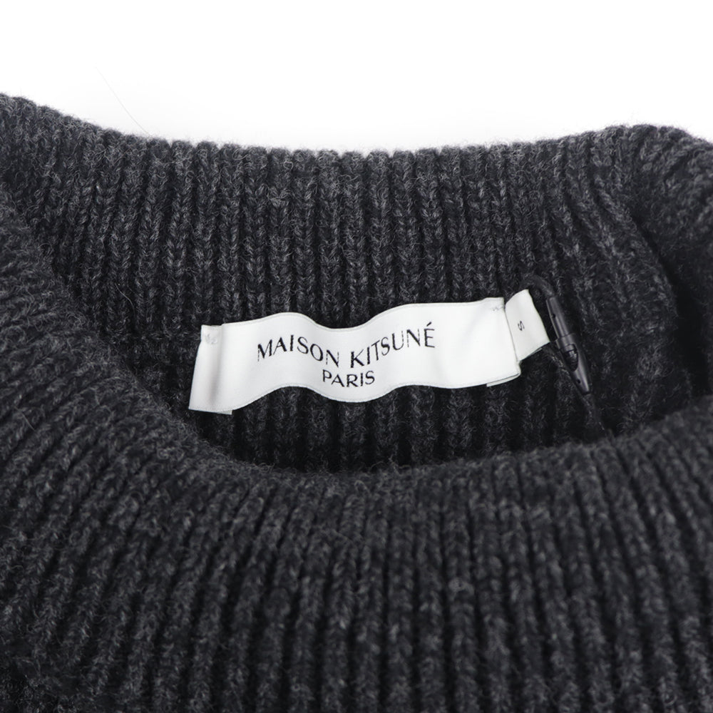 メゾン キツネ MAISON KITSUNE ニット JM00528KT1006 H170 メンズ グレー 厚手 ハイネック シンプル ウール  新品