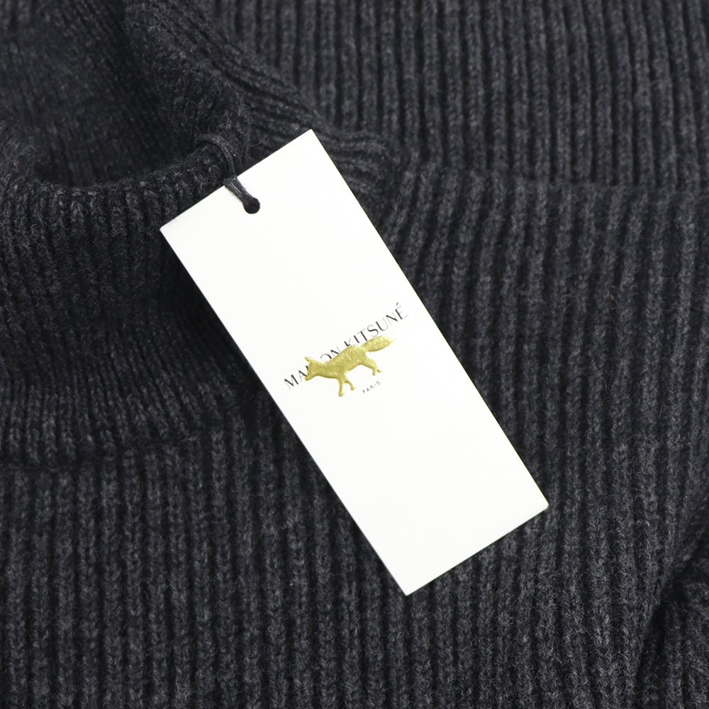 メゾン キツネ MAISON KITSUNE ニット JM00528KT1006 H170 メンズ グレー 厚手 ハイネック シンプル ウール  新品