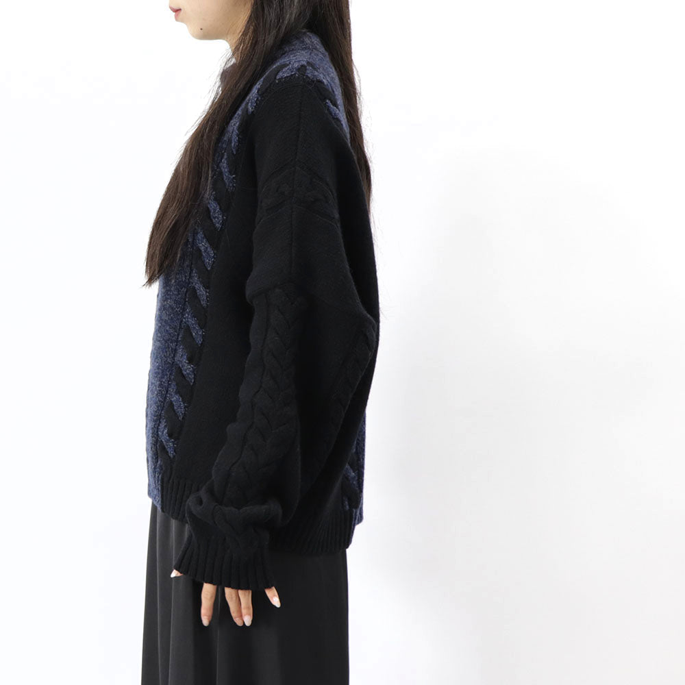 メゾン キツネ ニット  ユニセックス ブルー系 ケーブルニット