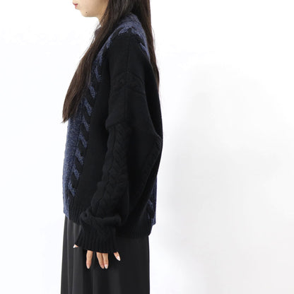 メゾン キツネ ニット  ユニセックス ブルー系 ケーブルニット