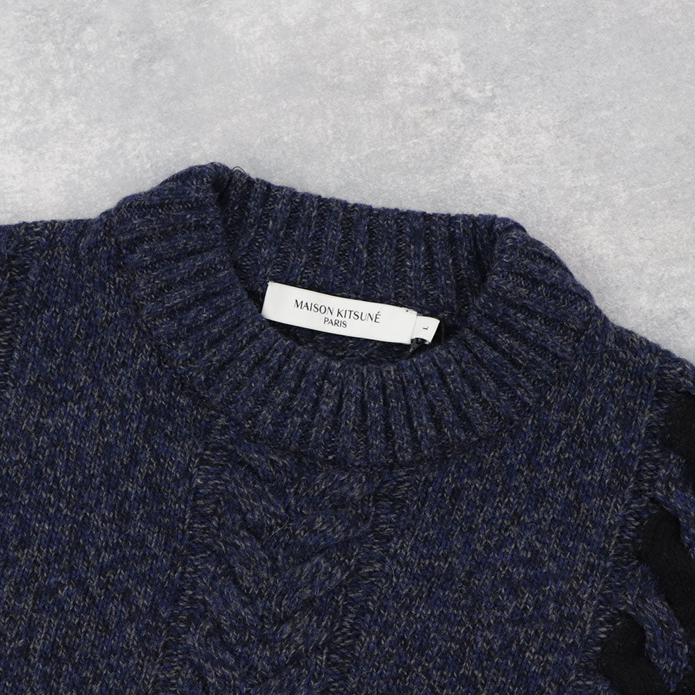 メゾン キツネ ニット  ユニセックス ブルー系 ケーブルニット
