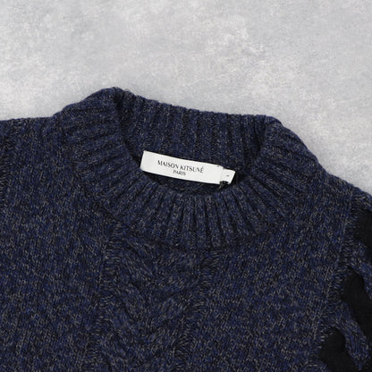 メゾン キツネ ニット  ユニセックス ブルー系 ケーブルニット