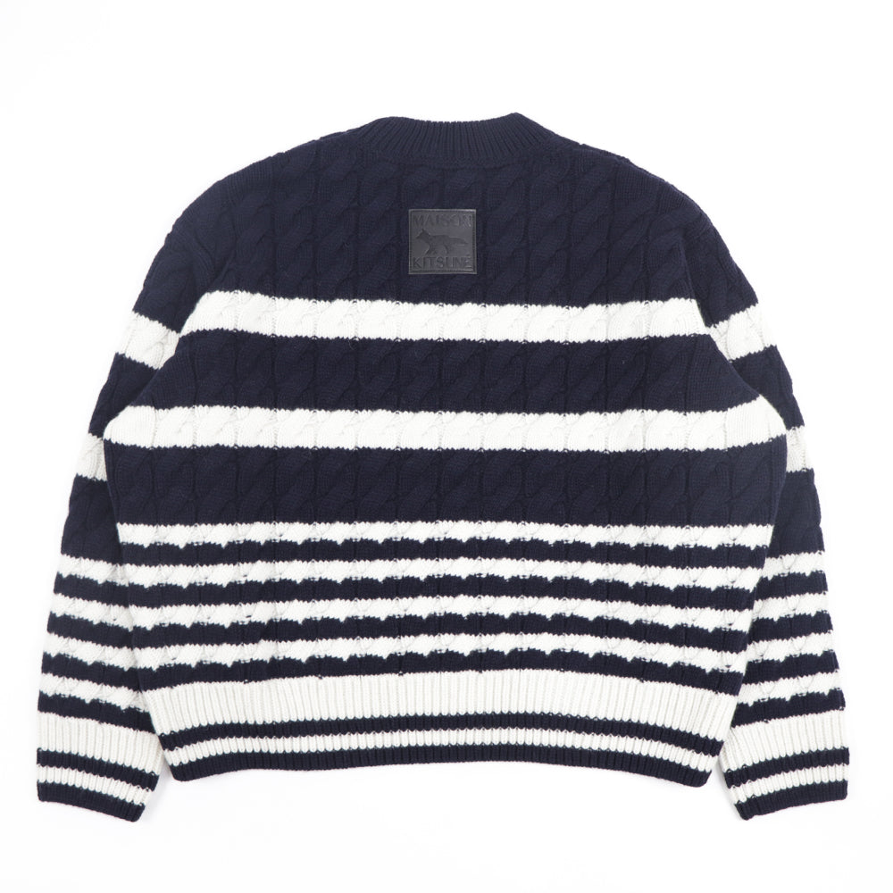 メゾン キツネ トップス ニット ユニセックス ネイビー ボーダー