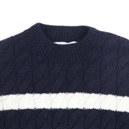 メゾン キツネ トップス ニット ユニセックス ネイビー ボーダー