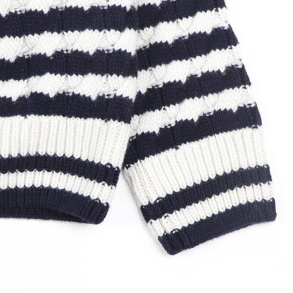 メゾン キツネ トップス ニット ユニセックス ネイビー ボーダー