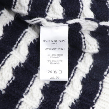 メゾン キツネ トップス ニット ユニセックス ネイビー ボーダー