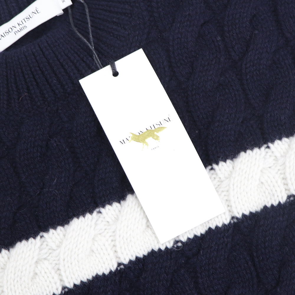 メゾン キツネ トップス ニット ユニセックス ネイビー ボーダー
