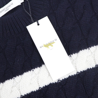 メゾン キツネ トップス ニット ユニセックス ネイビー ボーダー