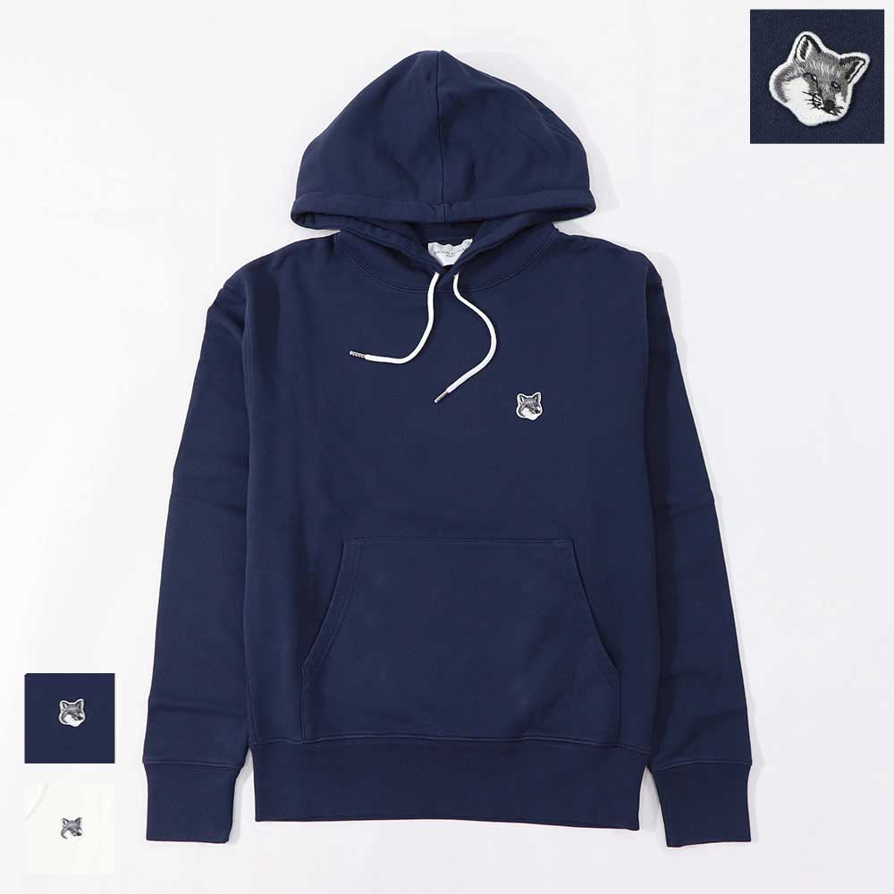 メゾン キツネ MAISON KITSUNE トップス スウェット・パーカー レディース FOX HEAD PATCH CLASSIC ネイビー エクリュ フォックスパッチ コットン 無地 ワンポイント フーディー プルオーバー GU00335KM0002