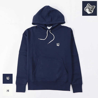 メゾン キツネ MAISON KITSUNE トップス スウェット・パーカー レディース FOX HEAD PATCH CLASSIC ネイビー エクリュ フォックスパッチ コットン 無地 ワンポイント フーディー プルオーバー GU00335KM0002