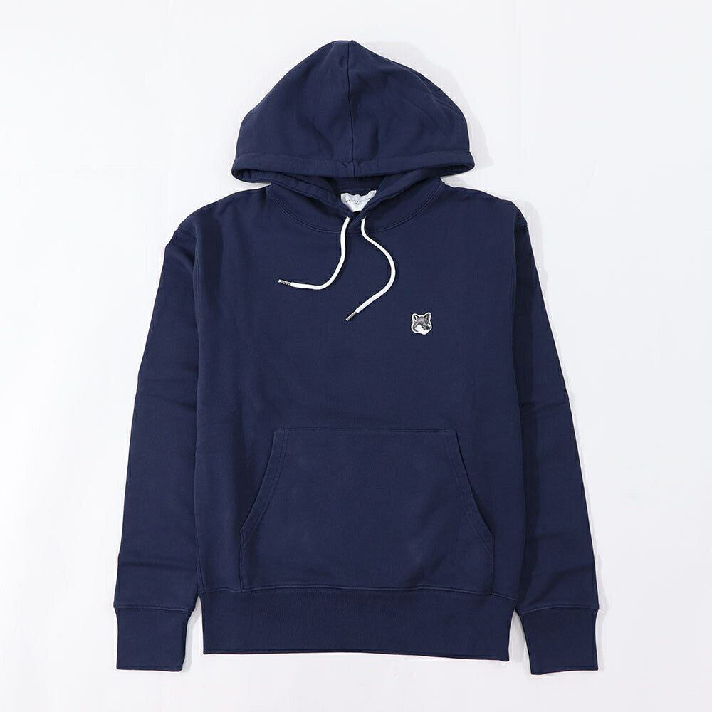 MAISON KITSUNE パーカー ネイビー エクリュ フォックスパッチ フーディー プルオーバー GU00335KM0002