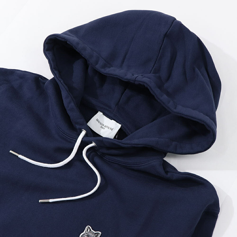 MAISON KITSUNE パーカー ネイビー エクリュ フォックスパッチ フーディー プルオーバー GU00335KM0002